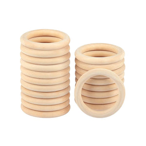 30Pcs 70mm Wooden Rings for DIY Crafts, Macrame Plant Hanger, Ornaments