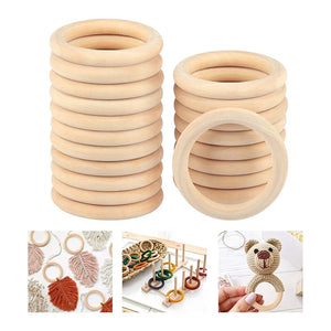 30Pcs 70mm Wooden Rings for DIY Crafts, Macrame Plant Hanger, Ornaments