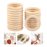 30Pcs 70mm Wooden Rings for DIY Crafts, Macrame Plant Hanger, Ornaments