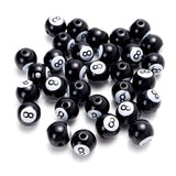 30Pcs Big Hole Acrylic Beads Billiards 8 Word Spacer Beads For DIY Bracelet