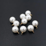 30Pcs 8-18mm Pearl Charm Round Spacer Loose Beads Plated Pendant Charms