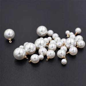 30Pcs 8-18mm Pearl Charm Round Spacer Loose Beads Plated Pendant Charms