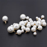 30Pcs 8-18mm Pearl Charm Round Spacer Loose Beads Plated Pendant Charms