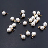 30Pcs 8-18mm Pearl Charm Round Spacer Loose Beads Plated Pendant Charms