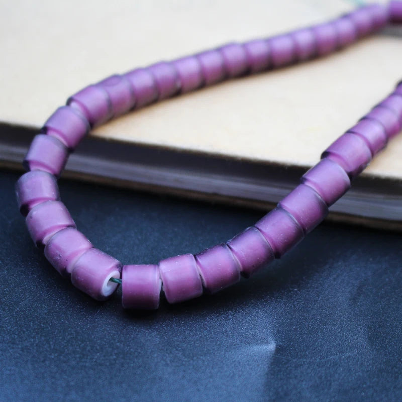 30Pcs 8mm*6mm Lampwork Glass Beads Pipe Shape Multi-color for DIY Jewelry