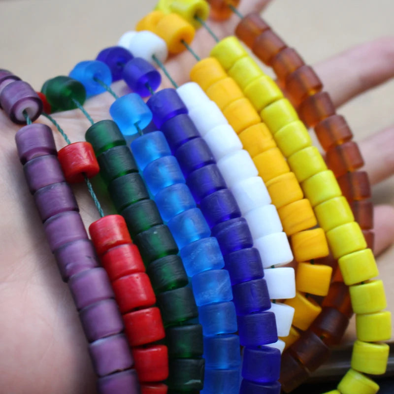 30Pcs 8mm*6mm Lampwork Glass Beads Pipe Drum Multi-Color Jewelry Crafts DIY