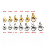 30Pcs 9-15mm Stainless Steel Lobster Clasp Hooks for Necklace Bracelet DIY