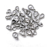 30Pcs 9-15mm Stainless Steel Lobster Clasp Hooks for Necklace Bracelet DIY