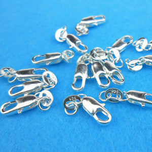 30Pcs 925 Silver Round Button Copper Lobster Clasp for Bracelet Necklace