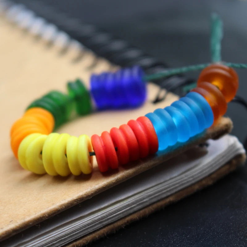 30Pcs Lampwork Glass Beads Abacus Wheel Shape Multi-color for Jewelry DIY