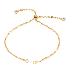 30Pcs Adjustable Cable Chain Slider Bracelets with CZ Charms