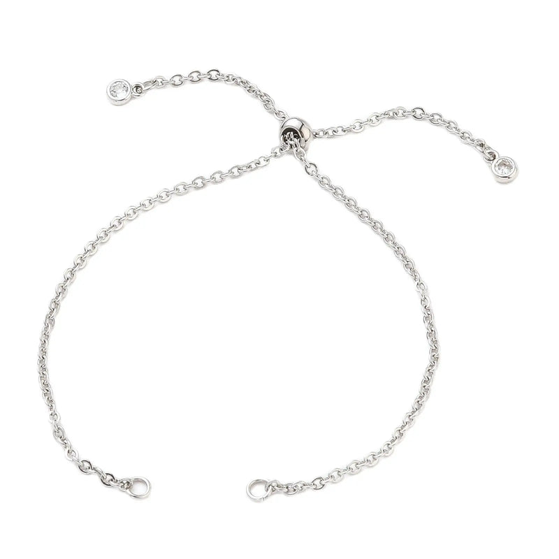 30Pcs Adjustable Cable Chain Slider Bracelets with CZ Charms