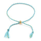 30Pcs Braided Cotton Cord Slider Bracelets with Golden Bead DIY Jewelry Findings