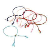 30Pcs Braided Cotton Cord Slider Bracelets with Golden Bead DIY Jewelry Findings