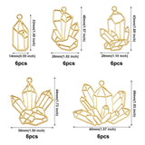 30Pcs Alloy Diamond Geometric Hollow Bezel Charm Pressed Flower Frame Pendant