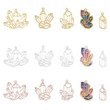 30Pcs Alloy Diamond Geometric Hollow Bezel Charm Pressed Flower Frame Pendant