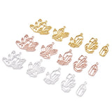 30Pcs Alloy Diamond Geometric Hollow Bezel Charm Pressed Flower Frame Pendant