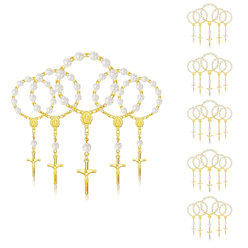 30Pcs Baptism Rosary Mini Rosaries with Cross for Party Favors