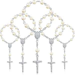 30pcs Baptism Rosary Beads Finger Rosaries for Baptism Communion Favors