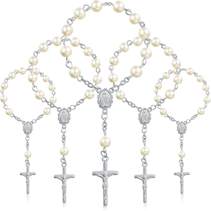 30pcs Baptism Rosary Beads Finger Rosaries for Baptism Communion Favors