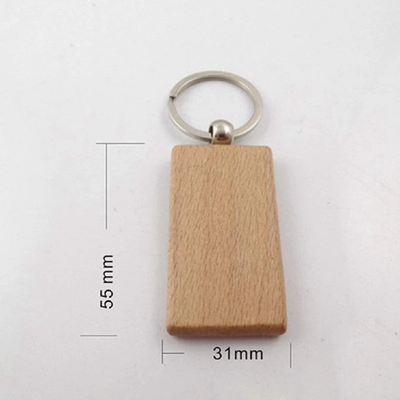30Pcs Blank Wooden Key Chain Engraving DIY Keychains
