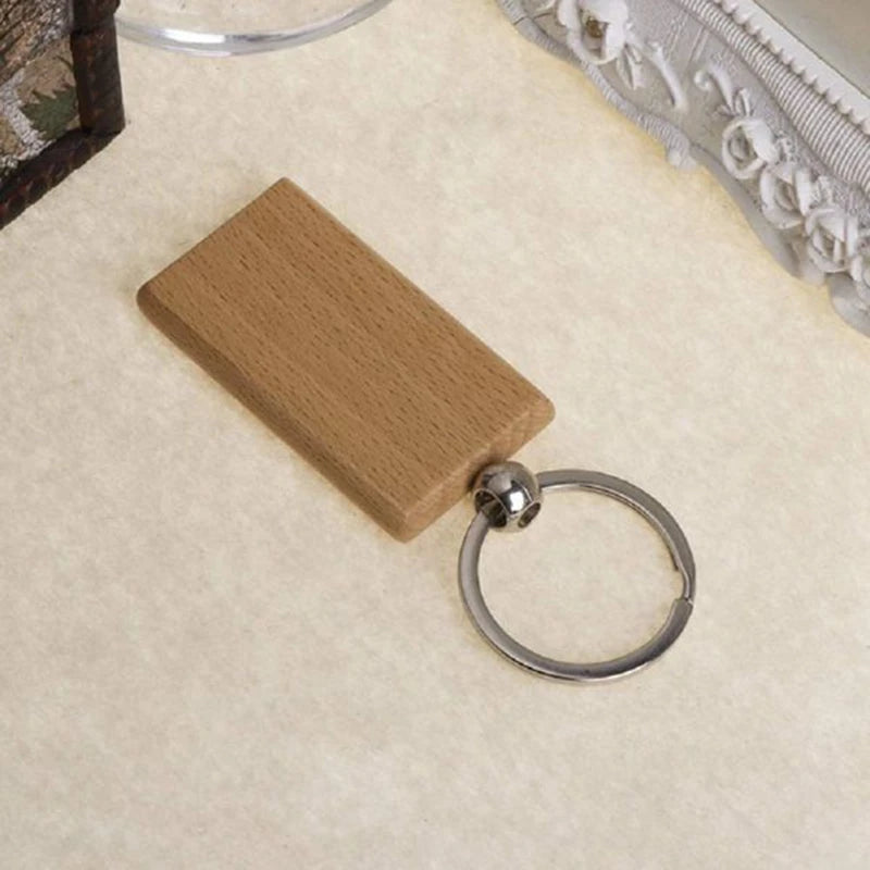 30Pcs Blank Wooden Key Chain Engraving DIY Keychains
