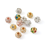 30Pcs Mixed Colors Brass Beads with Rhinestone Crystal Rondelle