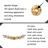 30Pcs Mixed Colors Brass Beads with Rhinestone Crystal Rondelle
