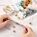 30Pcs Mixed Colors Brass Beads with Rhinestone Crystal Rondelle