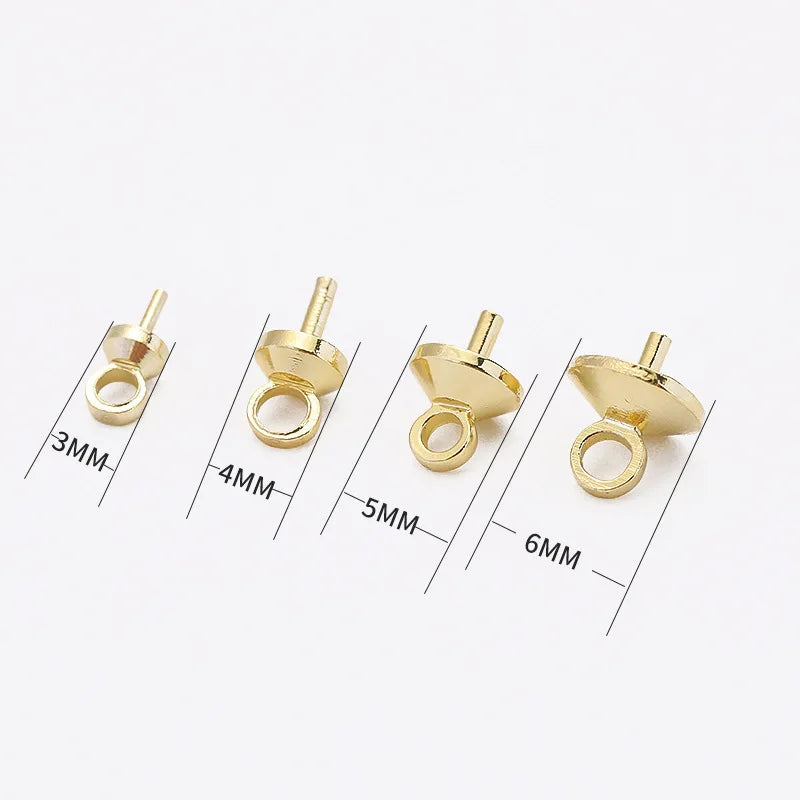 30Pcs 18K Plated Pearl Cup & Peg Dangle Drop Eye Pins Jewelry Making