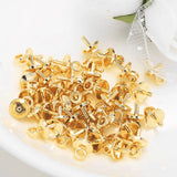 30Pcs 18K Plated Pearl Cup & Peg Dangle Drop Eye Pins Jewelry Making