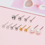 30Pcs Brass 18K Plated Post Earring Pin Pad 3/4/5/6mm Cup w/Peg