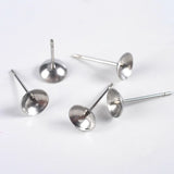 30Pcs Brass 18K Plated Post Earring Pin Pad 3/4/5/6mm Cup w/Peg