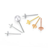 30Pcs Brass 18K Plated Post Earring Pin Pad 3/4/5/6mm Cup w/Peg