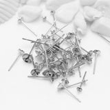 30Pcs Brass 18K Plated Post Earring Pin Pad 3/4/5/6mm Cup w/Peg