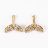 30Pcs Brass CZ Fishtail Charms 18K Plated DIY Jewelry Making