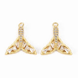 30Pcs Brass CZ Fishtail Charms 18K Plated DIY Jewelry Making