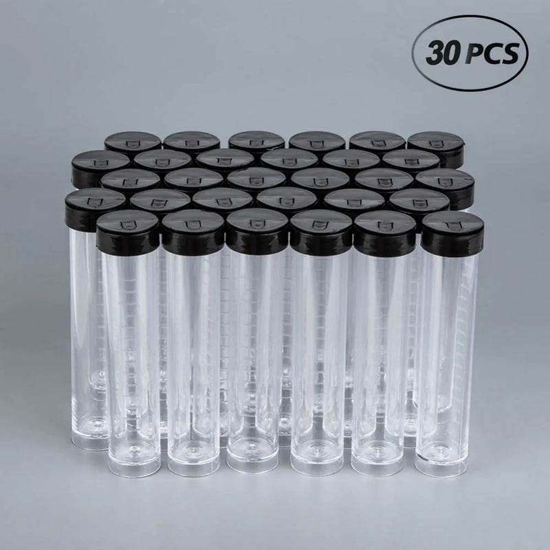 30Pcs Clear Plastic Tube Bead Containers for Small Parts Jewelry Storage