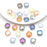 30Pcs Red Clover Glass Bead 12mm Crystal Charm Cross Pendant DIY Jewelry Making