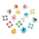30Pcs Flower Triangle Charms Glass Pearl Pendants Jewelry Making Accessories