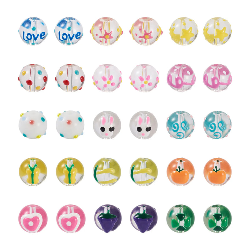 30Pcs Assorted Glass Enamel Beads for DIY Jewelry Making