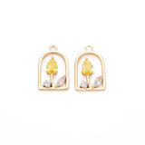 30Pcs Copper CZ Pendants Arch Flower for Jewelry Making