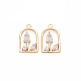 30Pcs Copper CZ Pendants Arch Flower for Jewelry Making