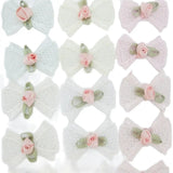 30Pcs Cotton Bows With Flower Rosettes DIY Decorative Ornament