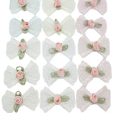 30Pcs Cotton Bows With Flower Rosettes DIY Decorative Ornament