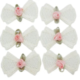 30Pcs Cotton Bows With Flower Rosettes DIY Decorative Ornament