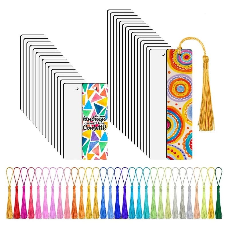 30Pcs Double Sided Dye Blank Bookmarks Sublimation Printing DIY Craft Projects