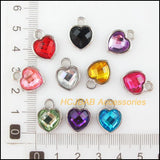 30Pcs Silver Plated Acrylic Heart Charms 12.5x16.5mm