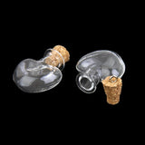30Pcs Glass Cork Bottle Glasses Ampoules Wool Bottle Pendants Heart Form