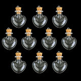 30Pcs Glass Cork Bottle Glasses Ampoules Wool Bottle Pendants Heart Form